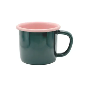 Enamel Mug - Dark Green & Pink