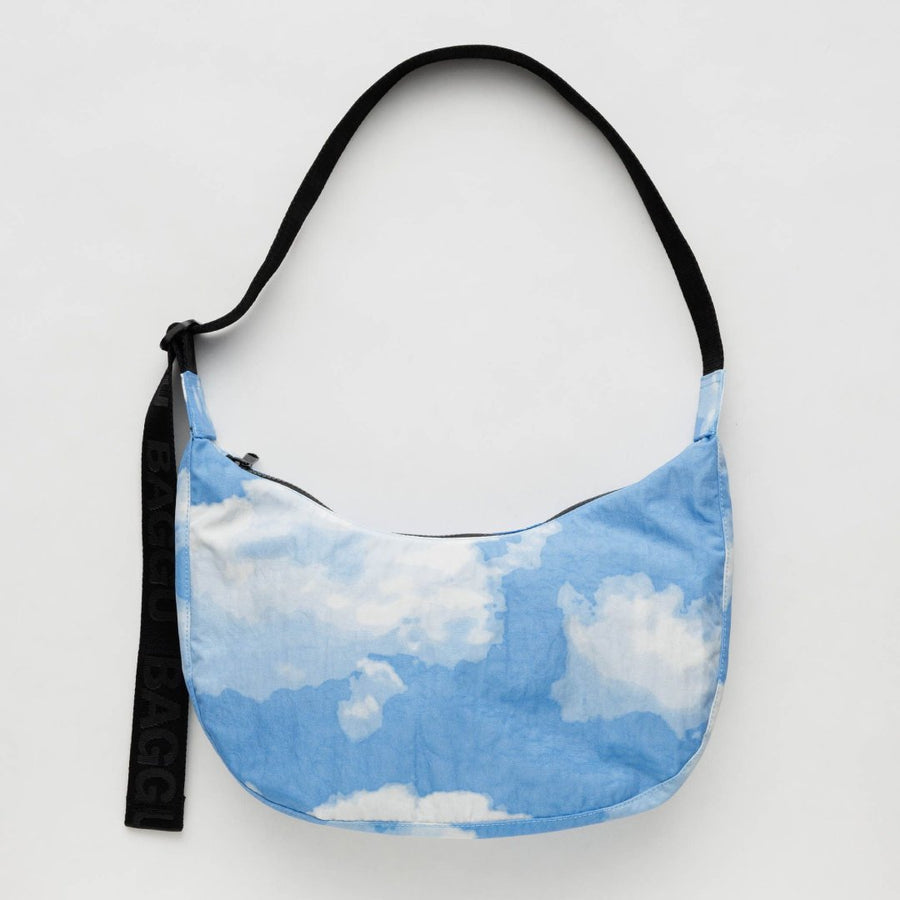 Medium Nylon Crescent Bag - Clouds