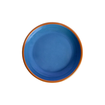 Enamel Service Plate - Blue & Brown