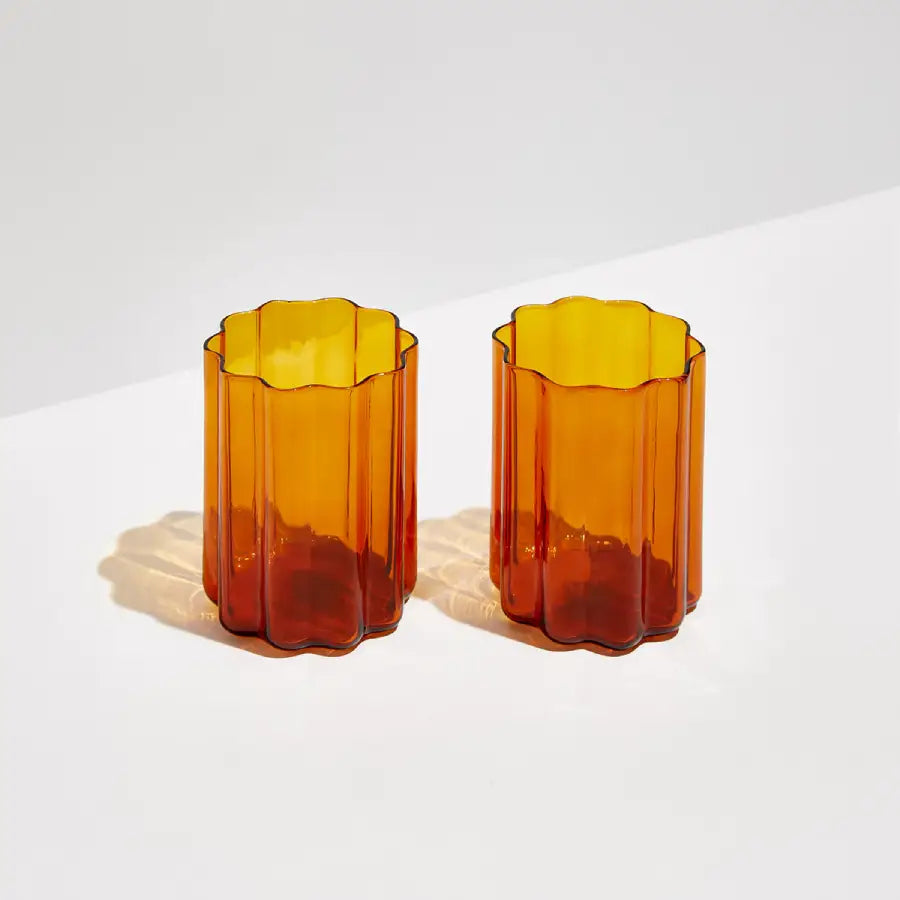 Set of 2 Wave Glasses - Amber