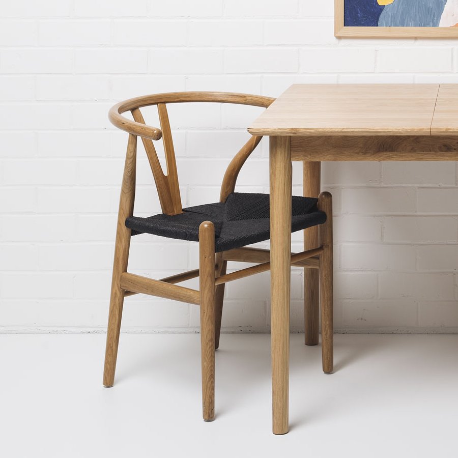 Wishbone Dining Chair - Oak with Black Seat