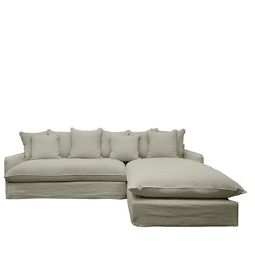 Hokio 3.5 Seat Slipcover Sofa with Chaise - Khaki