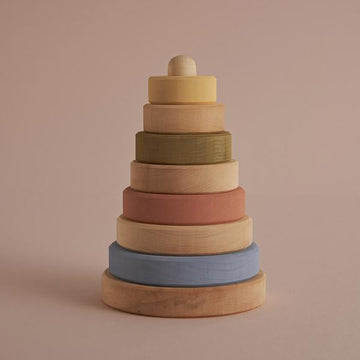 Wooden Stacking Tower - Pastel + Natural