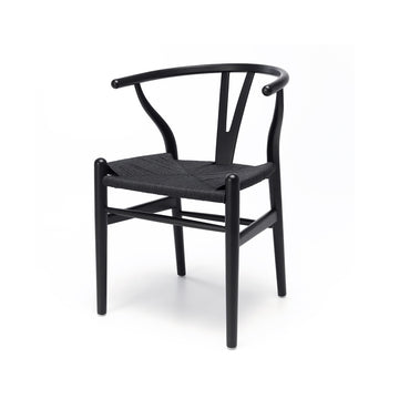 Wishbone Dining Chair - Black with Black Seat