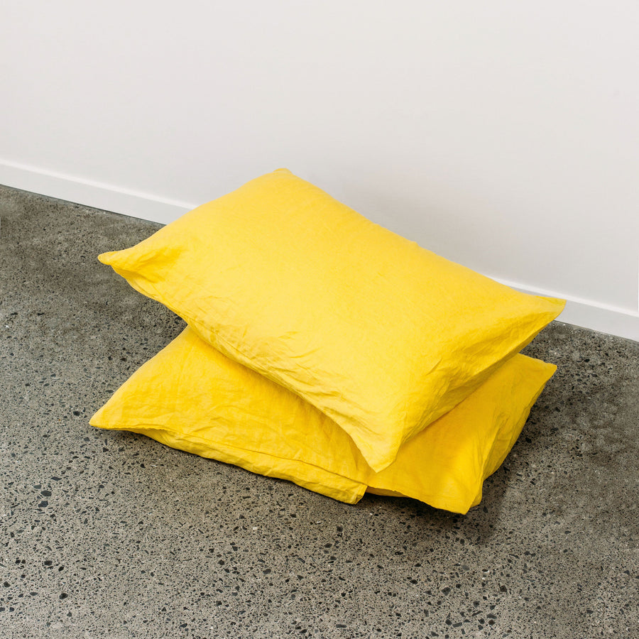PRE-ORDER - Toetoe Linen Pillowcase Pair - Daffodil