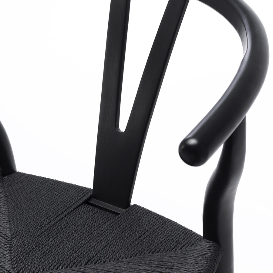 Wishbone Dining Chair - Black with Black Seat