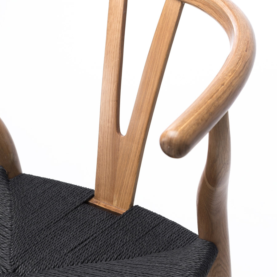 Wishbone Dining Chair - Oak with Black Seat