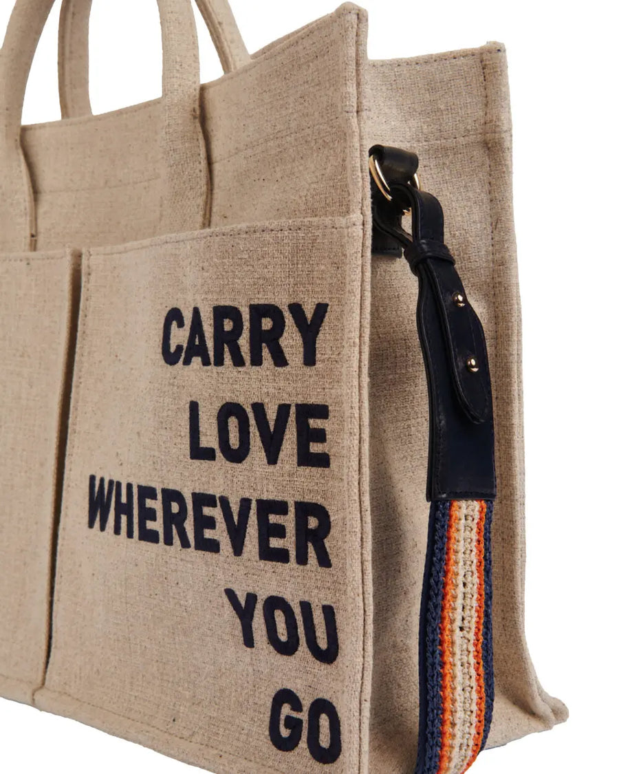 ALLBYB Carry Love Wherever You Go Canvas Tote - Navy