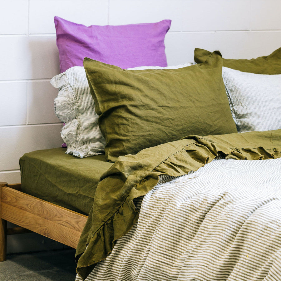 Toetoe Linen Pillowcase Pair - Kelp