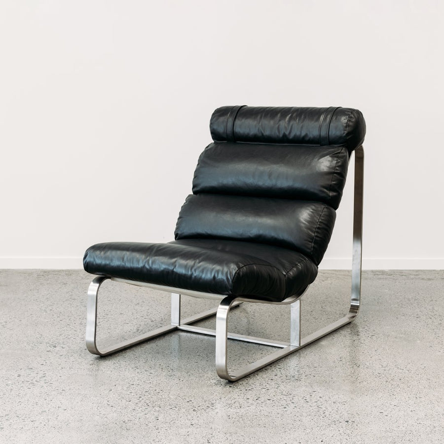 Angus Leather Chair in Oxford Black