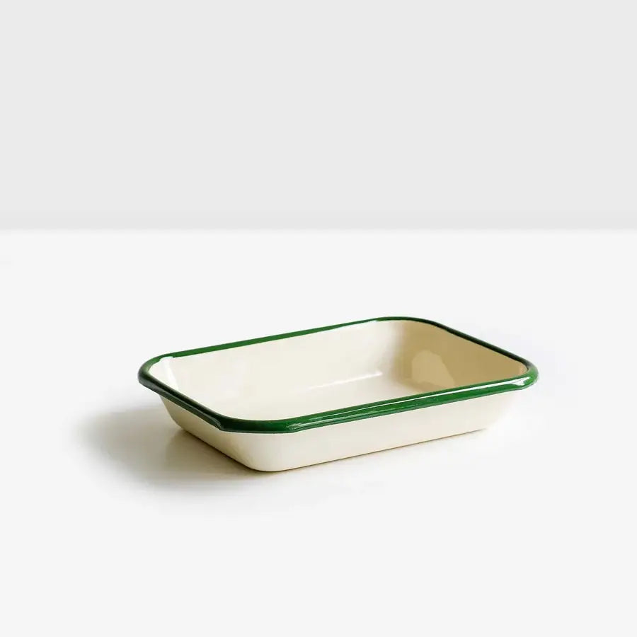 Enamel Baking Tray - Ivory & Green