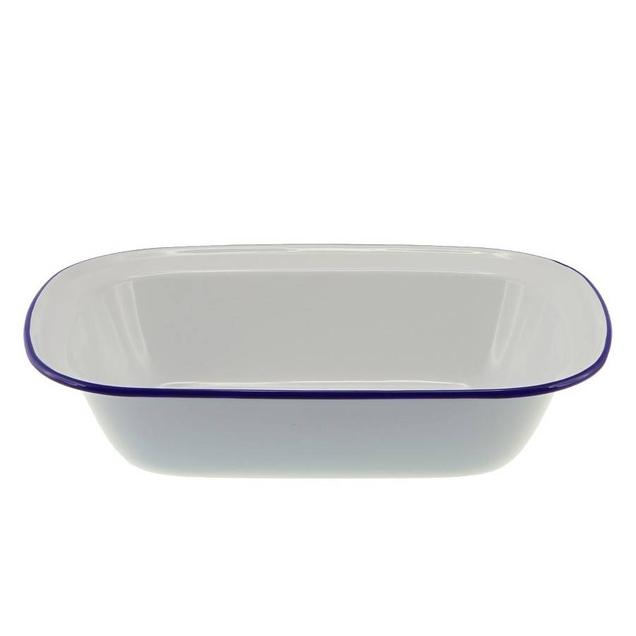 Enamel Pie Dish - White & Blue