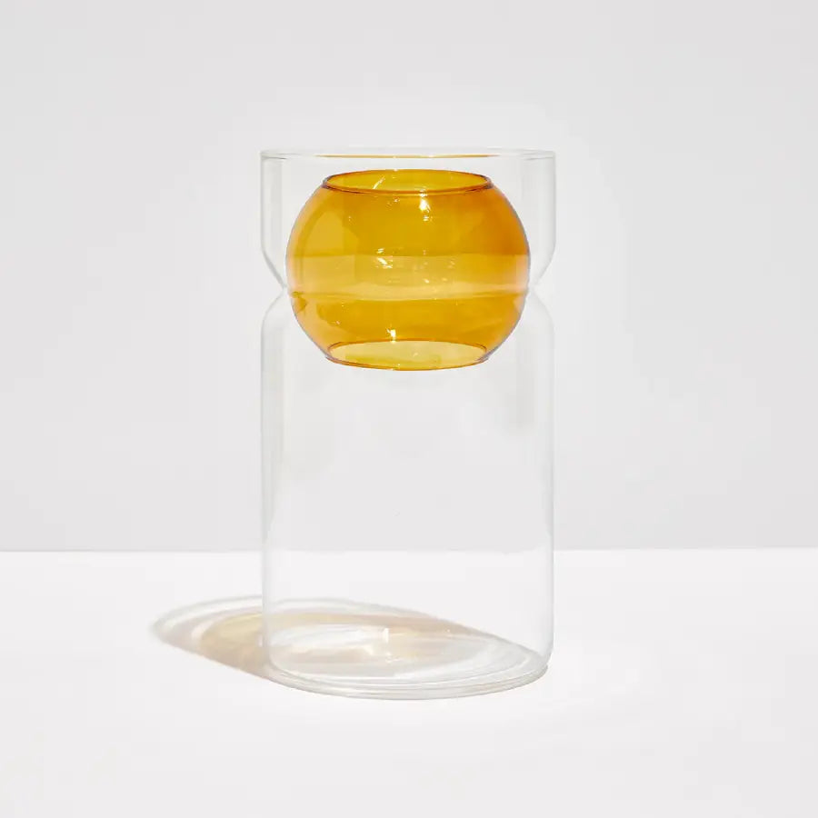 Balance Vase - Clear with Amber Sphere