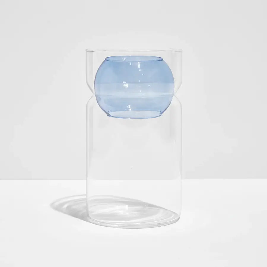 Balance Vase - Clear with Blue Sphere