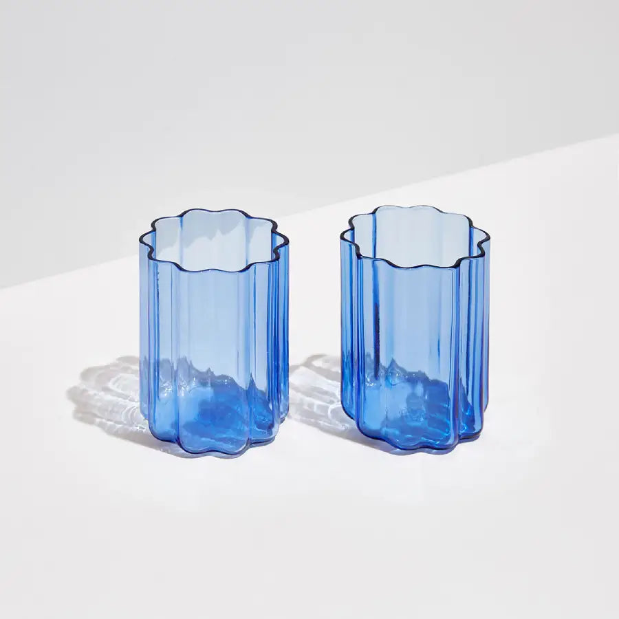 Set of 2 Wave Glasses - Blue