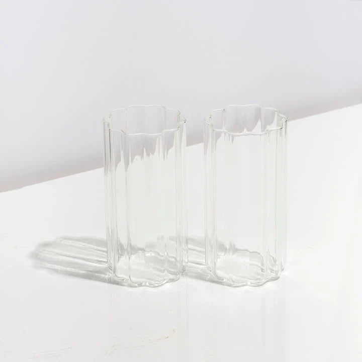 Set of 2 Wave Highball Glasses - Clear