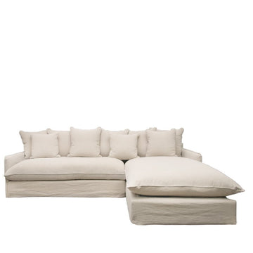 Hokio 3.5 Seat Slipcover Sofa with Chaise - Oatmeal