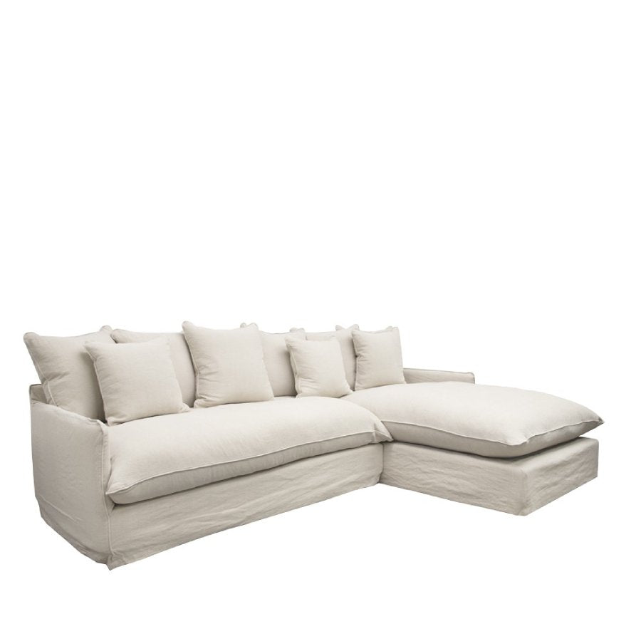 Hokio 3.5 Seat Slipcover Sofa with Chaise - Oatmeal