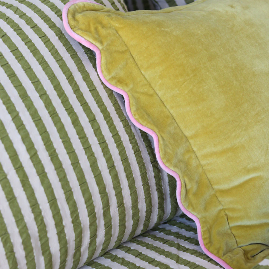 Velvet Scalloped Cushion - Tawny Olive