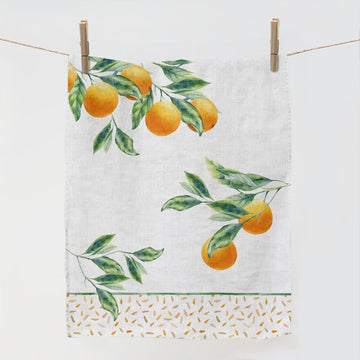 Orange Linen Tea Towel