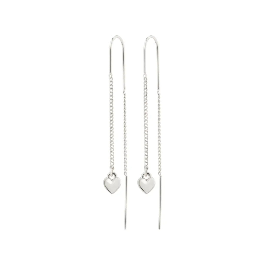 Afroditte Heart Chain Earrings - Silver