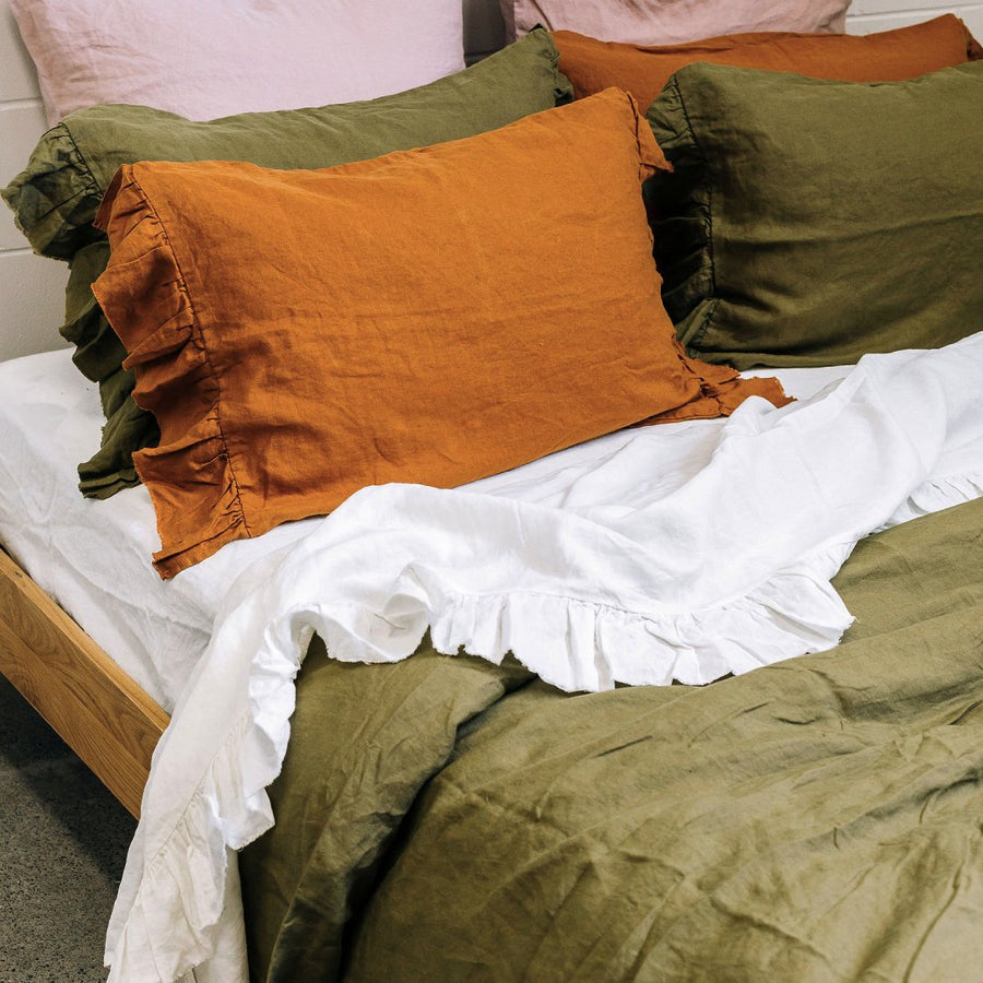 Toetoe Linen Duvet Cover - Kelp
