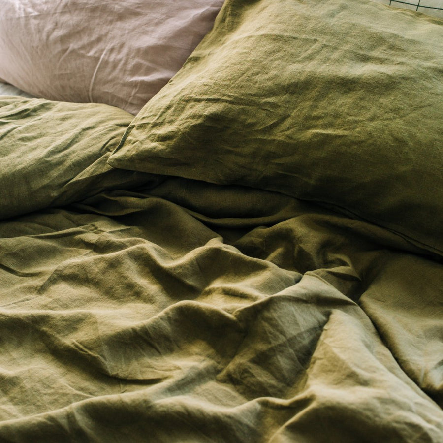 Toetoe Linen Duvet Cover - Kelp