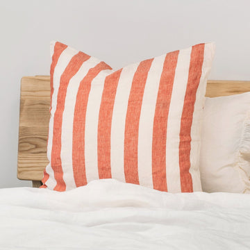 Toetoe Linen Euro Pillowcase - Wide Rose Stripe