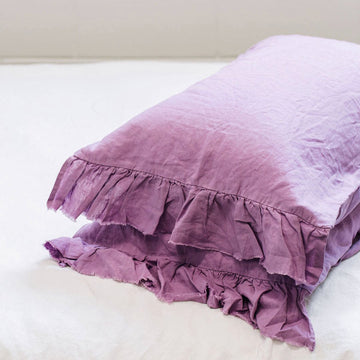 PRE-ORDER - Toetoe Linen Ruffle Pillowcase Pair - Pansy