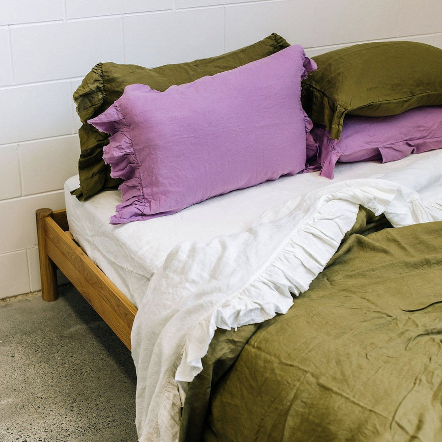 Toetoe Linen Ruffle Pillowcase Pair - Pansy