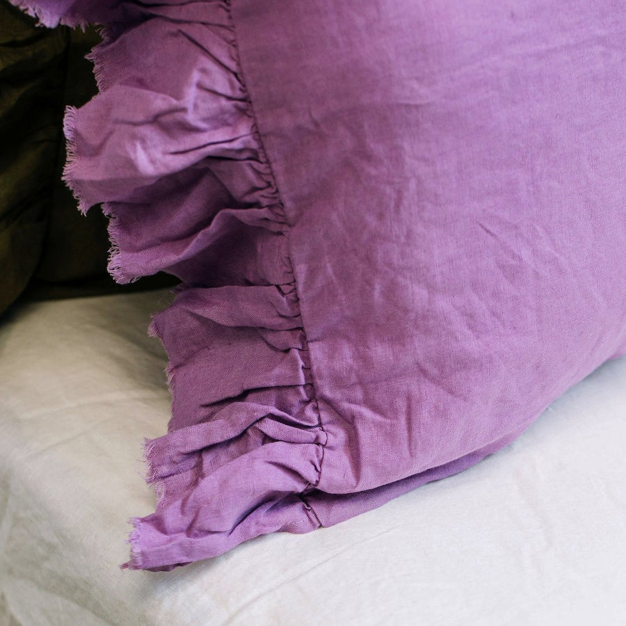 Toetoe Linen Ruffle Pillowcase Pair - Pansy