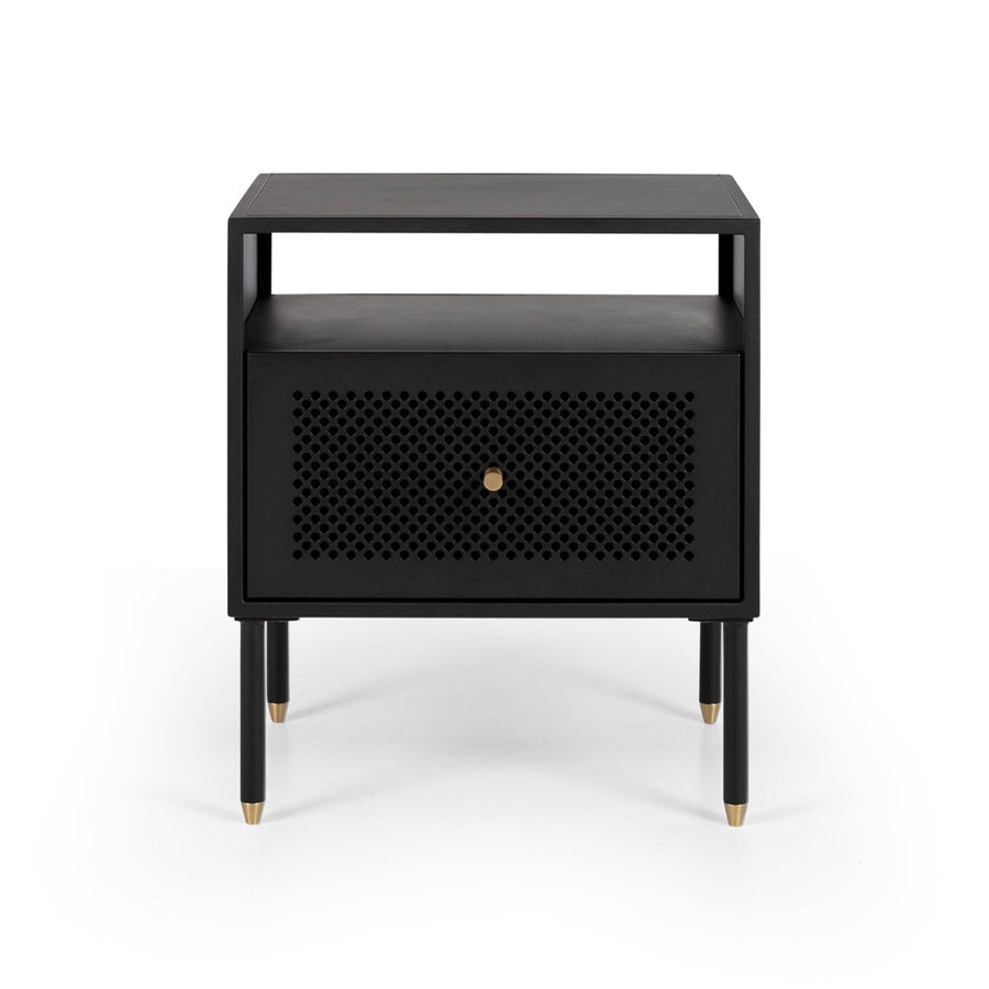 Papawai bedside table one drawer black front