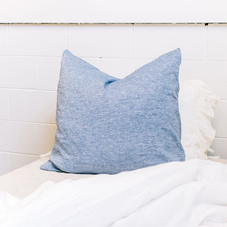 Toetoe Linen Euro Pillowcase - Washed Blue