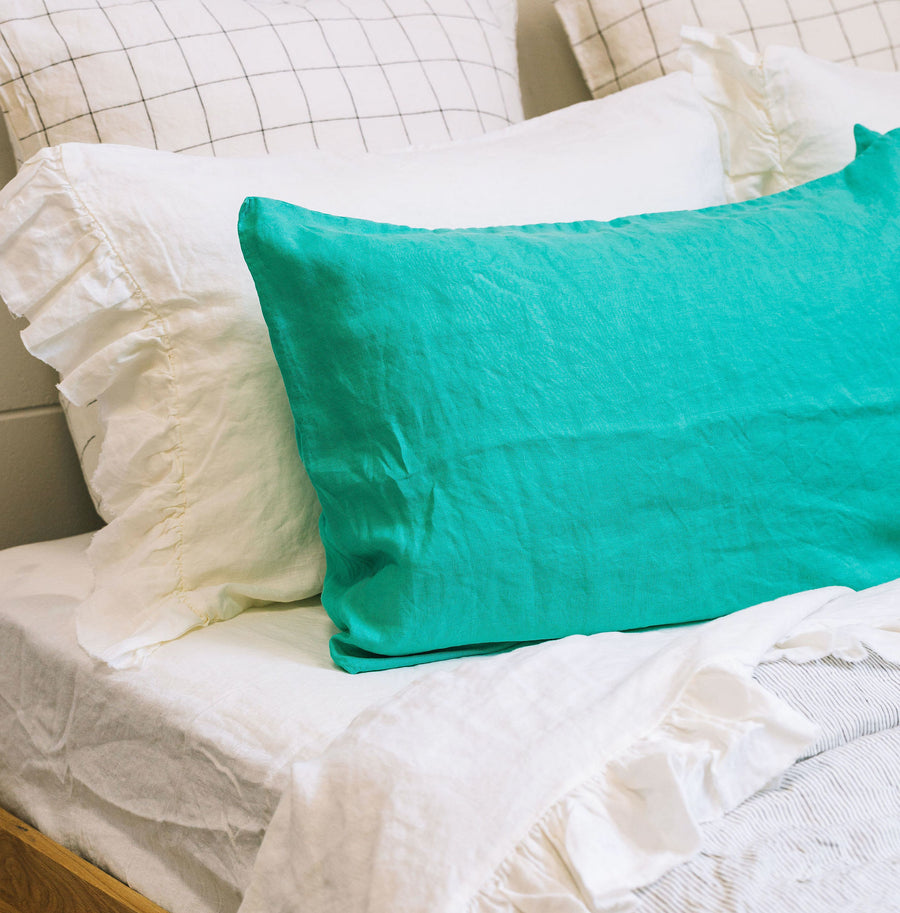 Toetoe Linen Pillowcase Pair - Aquamarine