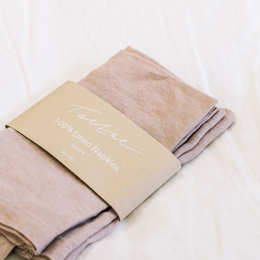 Toetoe Linen Napkin Set of 4 - Petal Pink
