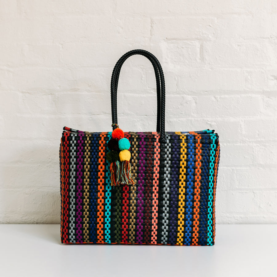 Bombon Tote - Black/Rainbow