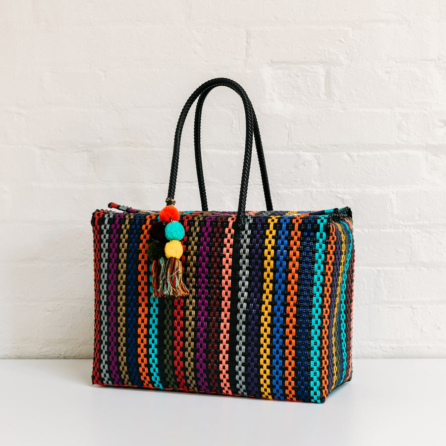 Bombon Tote - Black/Rainbow