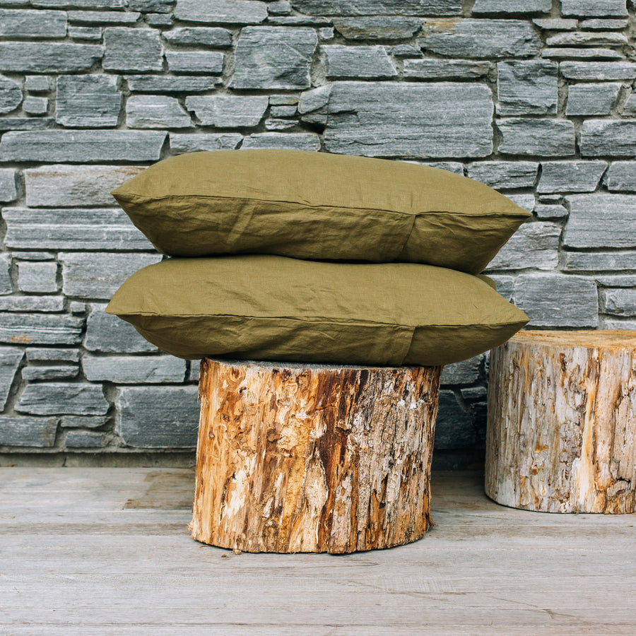 Toetoe Linen Pillowcase Pair - Kelp