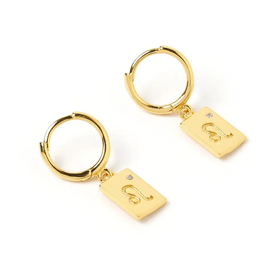 Zodiac Gold Tag Earrings