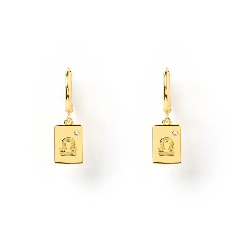 Zodiac Gold Tag Earrings
