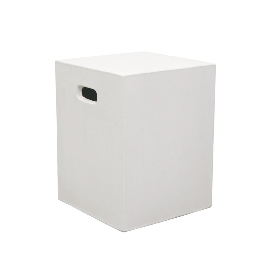 Concrete Square Stool - White